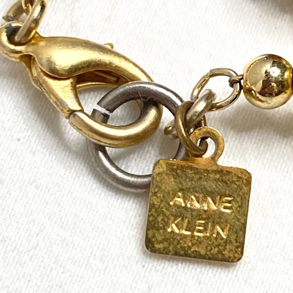Anne Klein Station Choker Necklace Burnished Knots Over Gold Tone Ball Beads - Picture 5 of 9